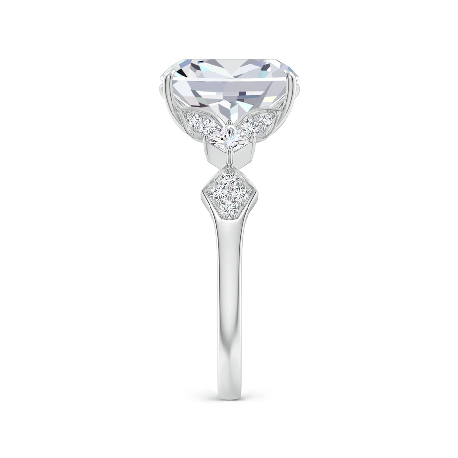 10x7.5mm FGVS Lab-Grown Vintage Style Cushion Rectangular Diamond Engagement Ring with Leaf Motifs in White Gold side 299