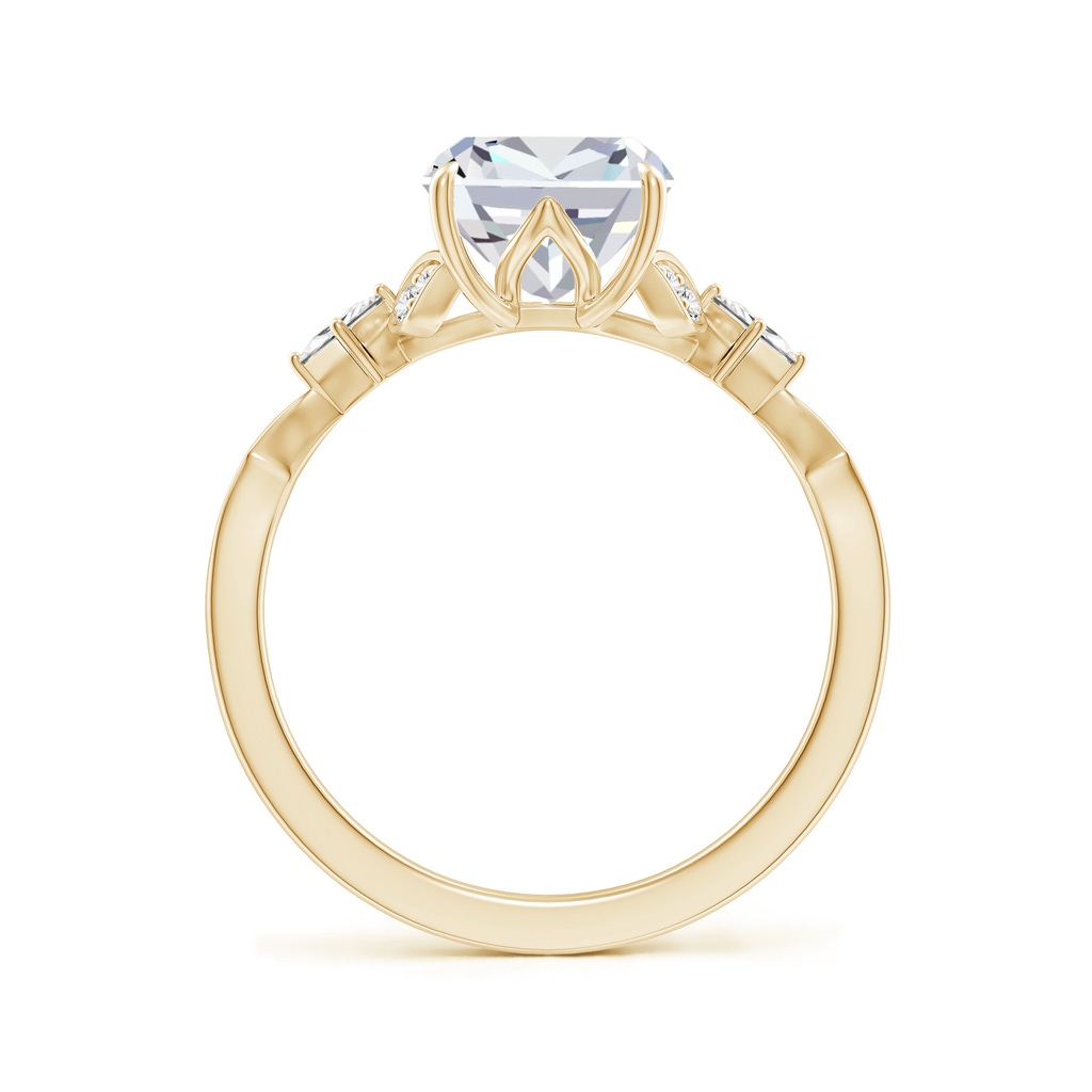 10x7.5mm FGVS Lab-Grown Vintage Style Cushion Rectangular Diamond Engagement Ring with Leaf Motifs in Yellow Gold - side 199
