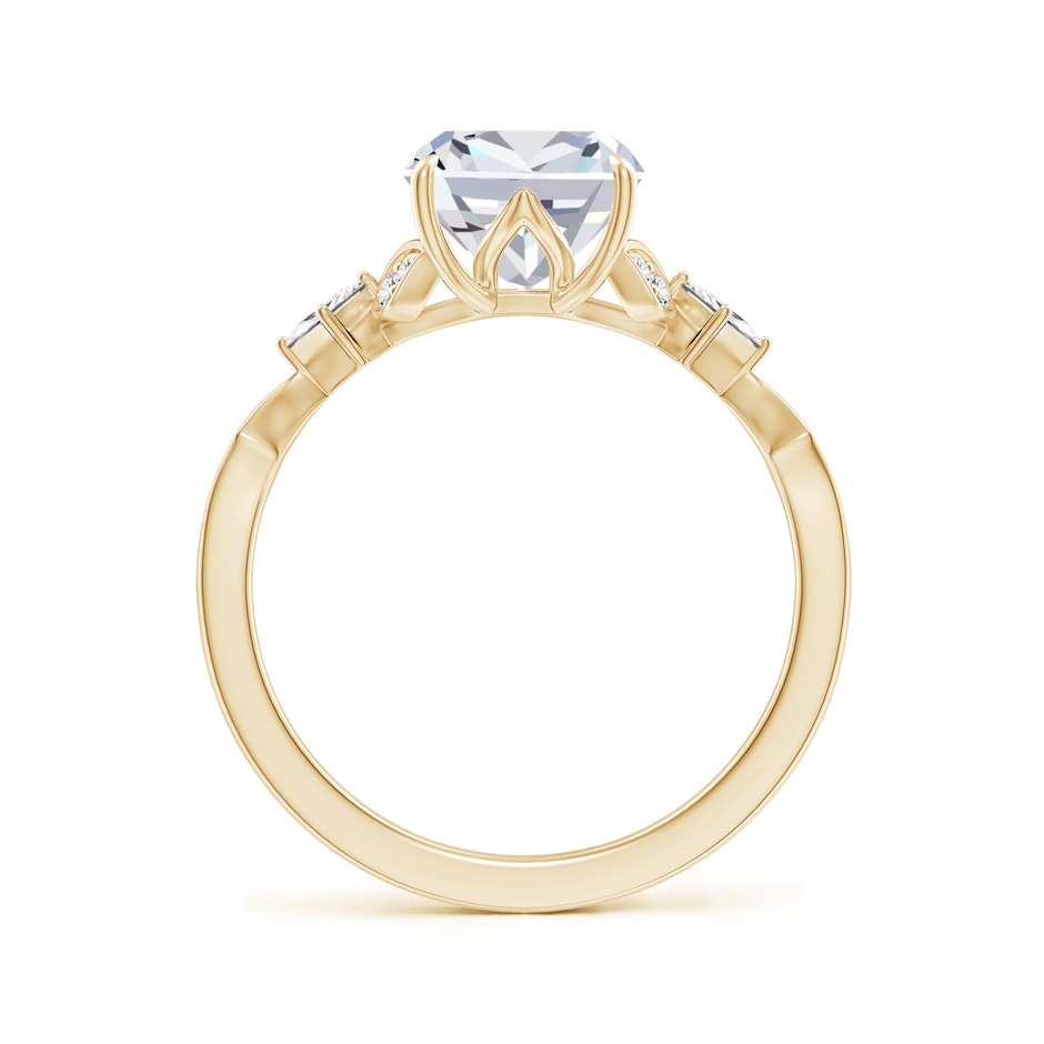 10x7.5mm FGVS Lab-Grown Vintage Style Cushion Rectangular Diamond Engagement Ring with Leaf Motifs in Yellow Gold side 199