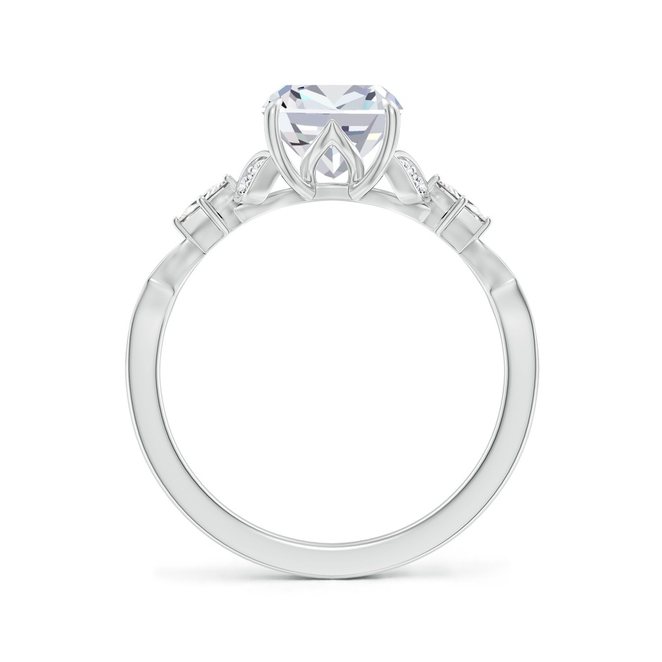 8.5x6.5mm FGVS Lab-Grown Vintage Style Cushion Rectangular Diamond Engagement Ring with Leaf Motifs in White Gold side 199