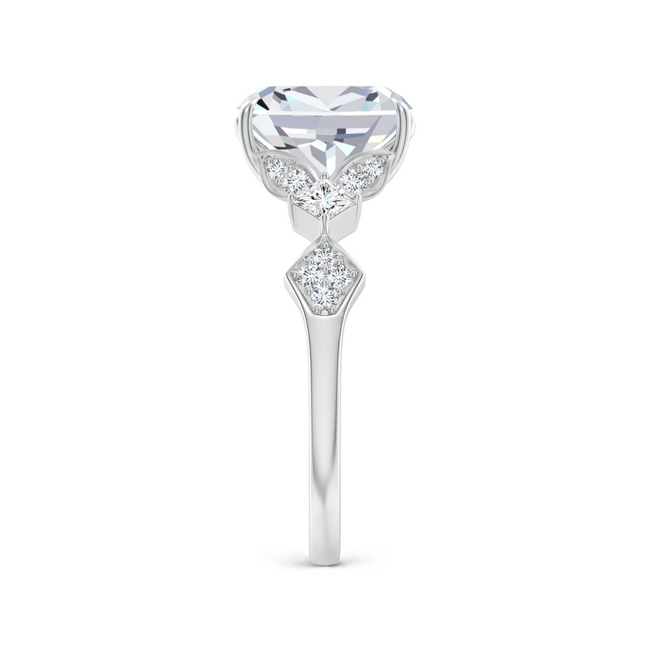 8.5x6.5mm FGVS Lab-Grown Vintage Style Cushion Rectangular Diamond Engagement Ring with Leaf Motifs in White Gold side 299