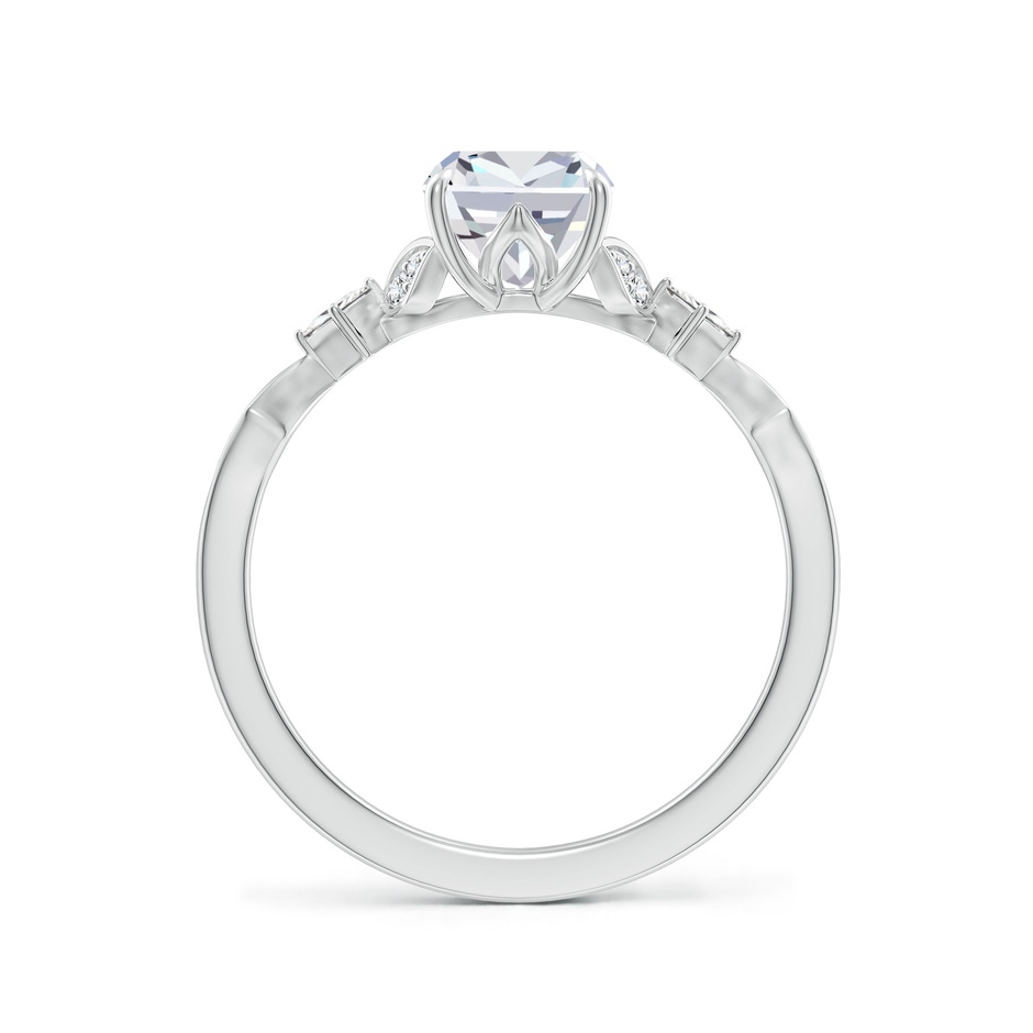 8x6mm FGVS Lab-Grown Vintage Style Cushion Rectangular Diamond Engagement Ring with Leaf Motifs in White Gold side 199