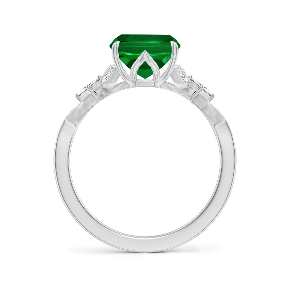 10x8mm Labgrown Lab-Grown Vintage Style Cushion Rectangular Emerald Engagement Ring with Leaf Motifs in White Gold side 199