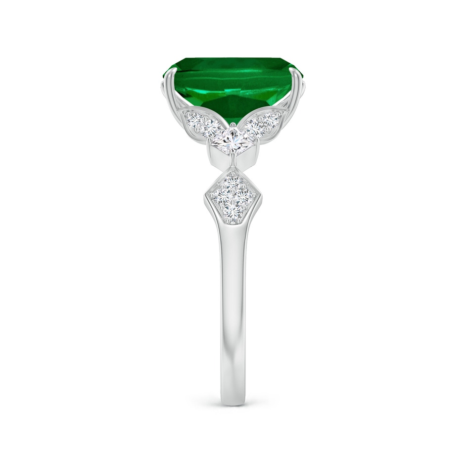 10x8mm Labgrown Lab-Grown Vintage Style Cushion Rectangular Emerald Engagement Ring with Leaf Motifs in White Gold side 299