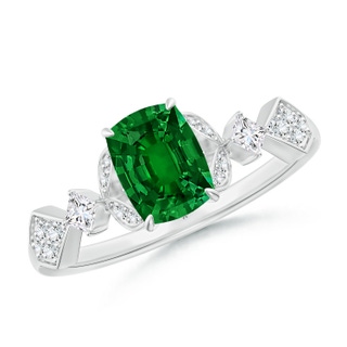 Cushion Rectangular Lab-Grown Lab Grown Emerald