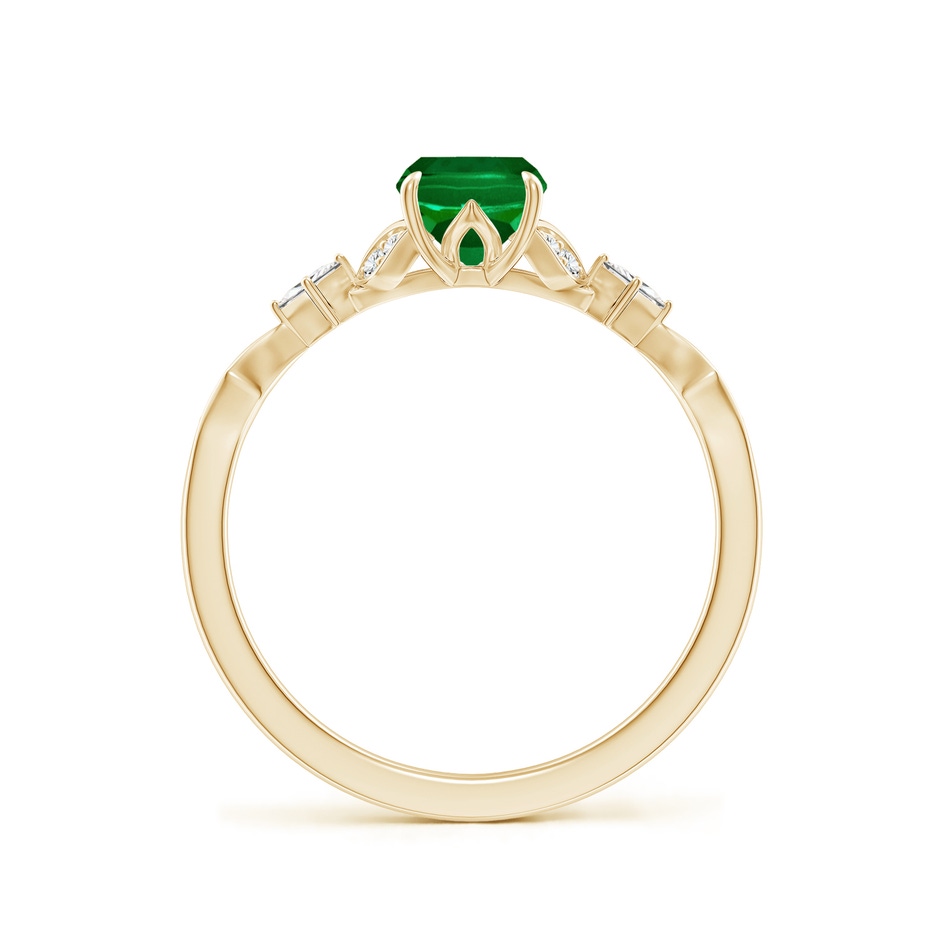 7x5mm Labgrown Lab-Grown Vintage Style Cushion Rectangular Emerald Engagement Ring with Leaf Motifs in Yellow Gold side 199