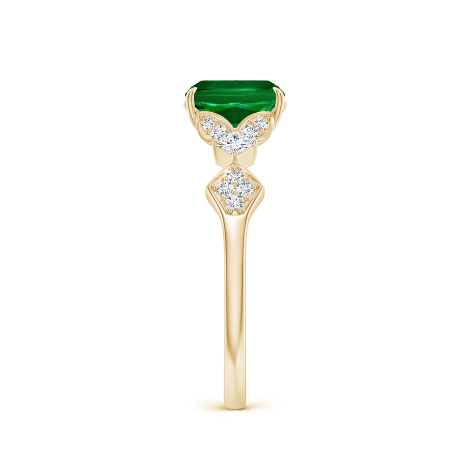 7x5mm Labgrown Lab-Grown Vintage Style Cushion Rectangular Emerald Engagement Ring with Leaf Motifs in Yellow Gold side 299