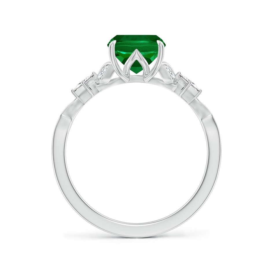 9x7mm Labgrown Lab-Grown Vintage Style Cushion Rectangular Emerald Engagement Ring with Leaf Motifs in White Gold side 199