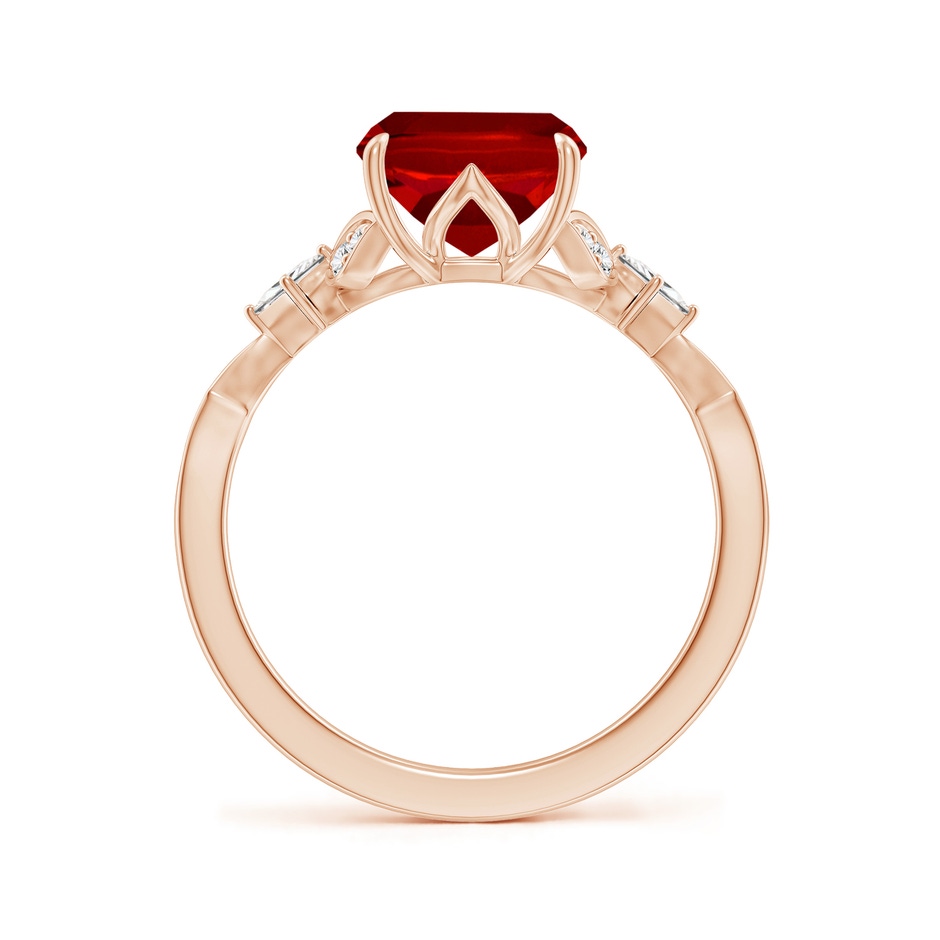 10x8mm Labgrown Lab-Grown Vintage Style Cushion Rectangular Ruby Engagement Ring with Leaf Motifs in 18K Rose Gold side 199