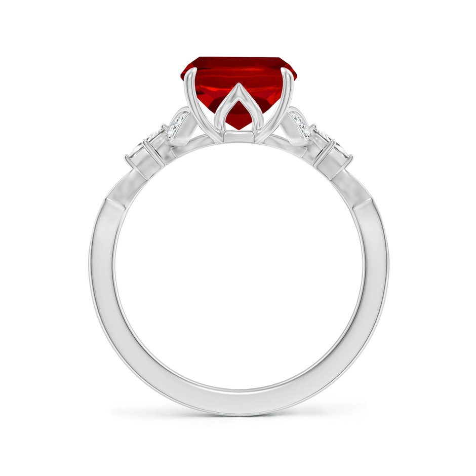 10x8mm Labgrown Lab-Grown Vintage Style Cushion Rectangular Ruby Engagement Ring with Leaf Motifs in White Gold side 199
