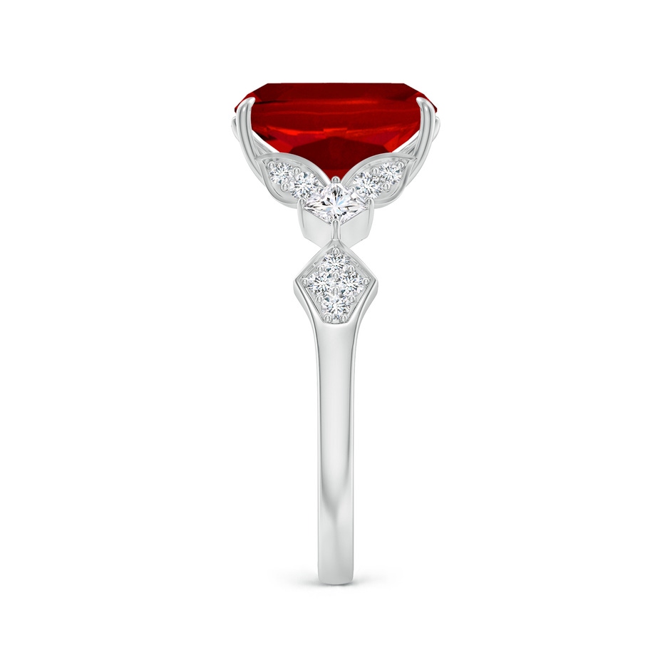 10x8mm Labgrown Lab-Grown Vintage Style Cushion Rectangular Ruby Engagement Ring with Leaf Motifs in White Gold side 299
