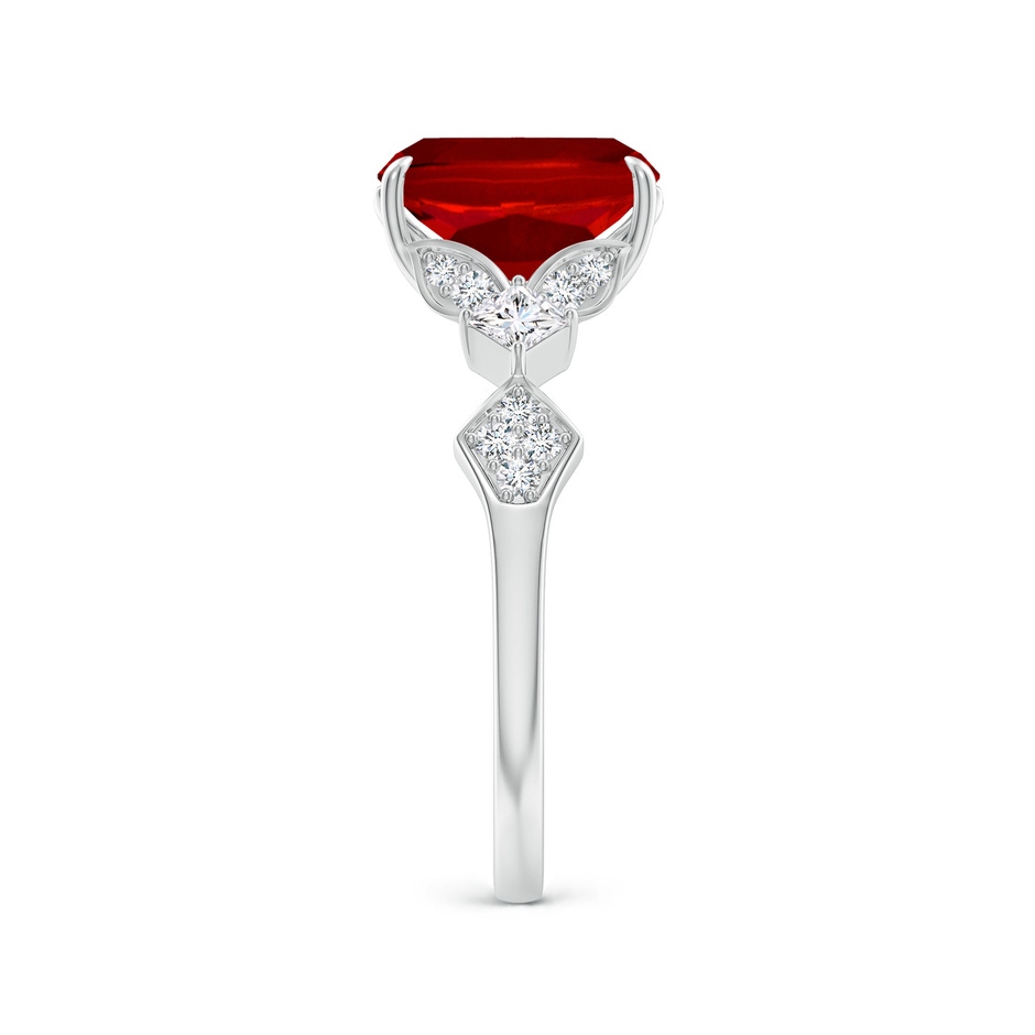 9x7mm Labgrown Lab-Grown Vintage Style Cushion Rectangular Ruby Engagement Ring with Leaf Motifs in White Gold side 299