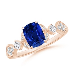 Vintage Inspired Rose Gold Lab Grown Blue Sapphire Rings