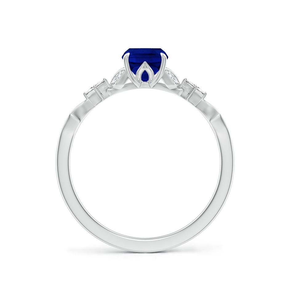 7x5mm Labgrown Lab-Grown Vintage Style Cushion Rectangular Blue Sapphire Engagement Ring with Leaf Motifs in White Gold side 199