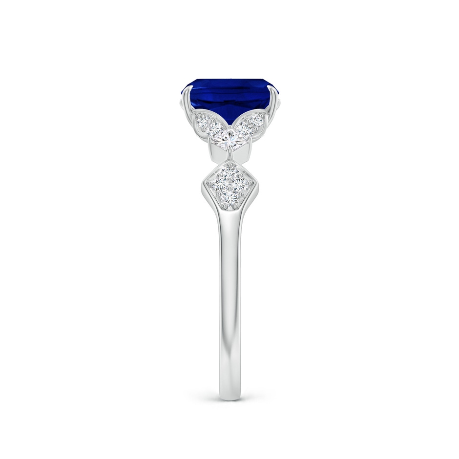 7x5mm Labgrown Lab-Grown Vintage Style Cushion Rectangular Blue Sapphire Engagement Ring with Leaf Motifs in White Gold side 299