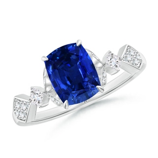 Cushion Rectangular Lab-Grown Lab Grown Blue Sapphire