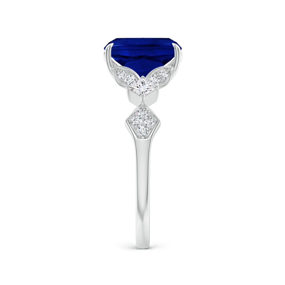 9x7mm Labgrown Lab-Grown Vintage Style Cushion Rectangular Blue Sapphire Engagement Ring with Leaf Motifs in White Gold side 299
