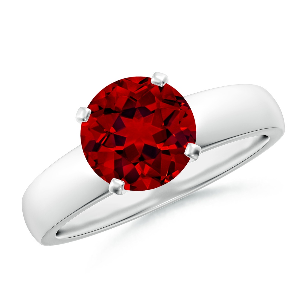 8mm Labgrown Lab-Grown Prong-Set Round Ruby Solitaire Engagement Ring in 18K White Gold