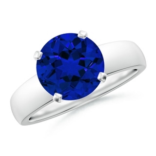 Round Lab-Grown Lab Grown Blue Sapphire