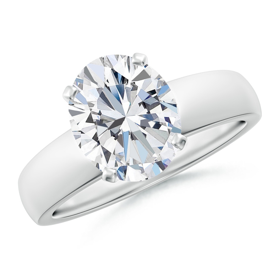 10x8mm FGVS Lab-Grown Prong-Set Oval Diamond Solitaire Engagement Ring in 18K White Gold 
