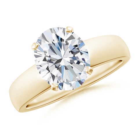 10x8mm FGVS Lab-Grown Prong-Set Oval Diamond Solitaire Engagement Ring in 18K Yellow Gold