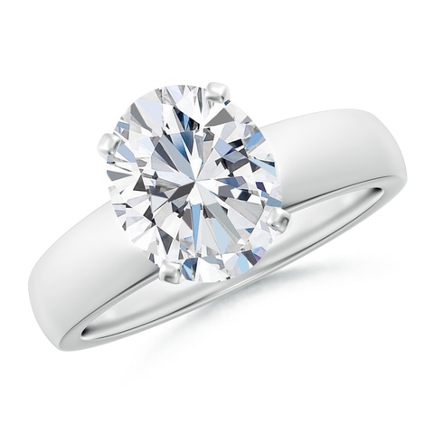 10x8mm FGVS Lab-Grown Prong-Set Oval Diamond Solitaire Engagement Ring in White Gold