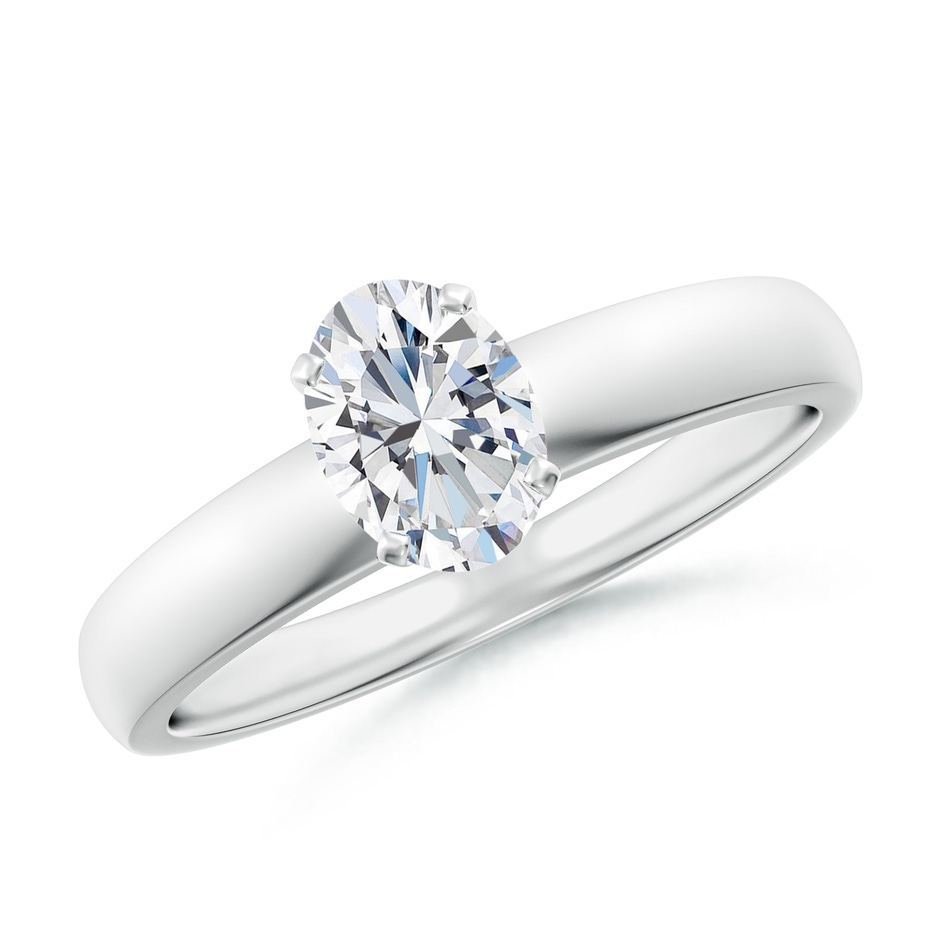 7x5mm FGVS Lab-Grown Prong-Set Oval Diamond Solitaire Engagement Ring in White Gold 