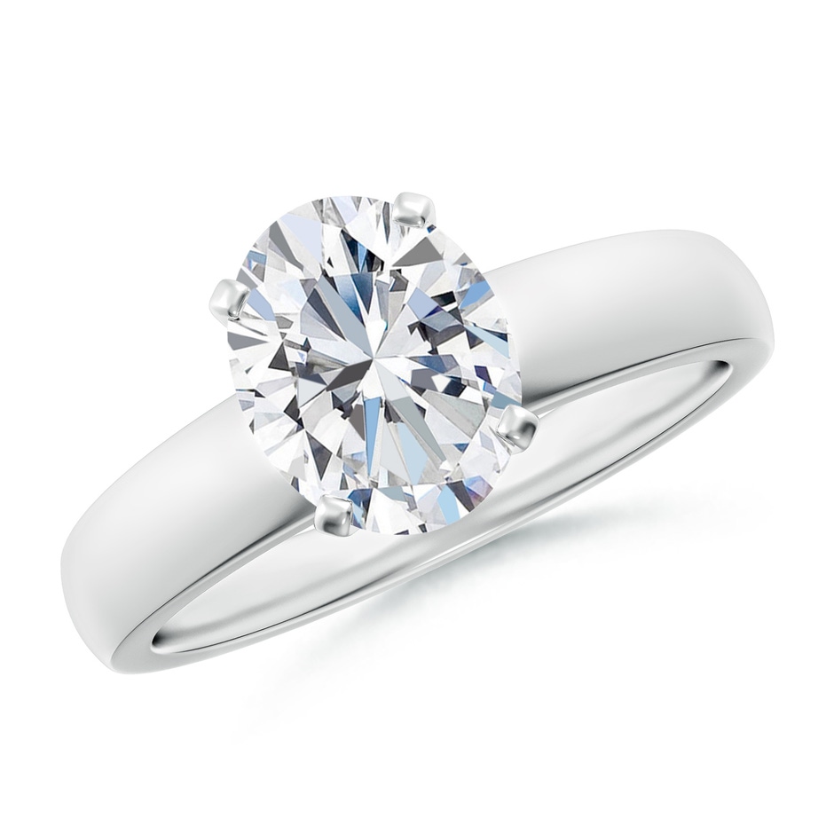 9x7mm FGVS Lab-Grown Prong-Set Oval Diamond Solitaire Engagement Ring in P950 Platinum 