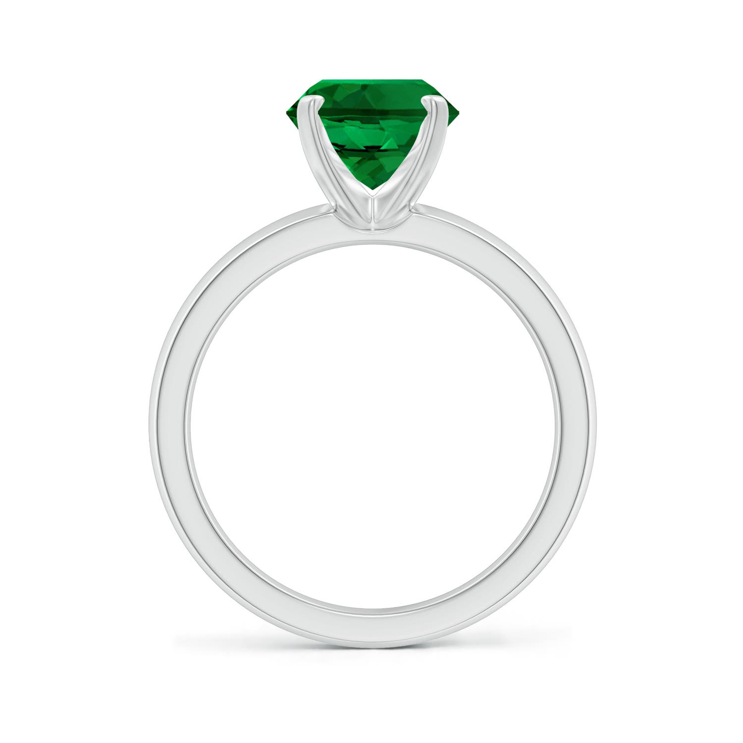 10x8mm Labgrown Lab-Grown Prong-Set Oval Emerald Solitaire Engagement Ring in 18K White Gold