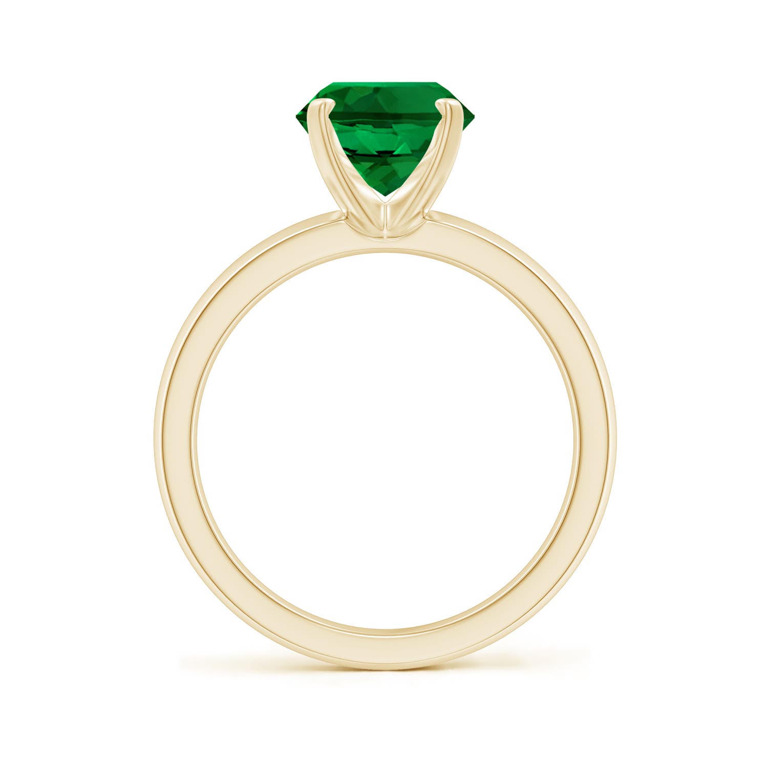 10x8mm Labgrown Lab-Grown Prong-Set Oval Emerald Solitaire Engagement Ring in 18K Yellow Gold