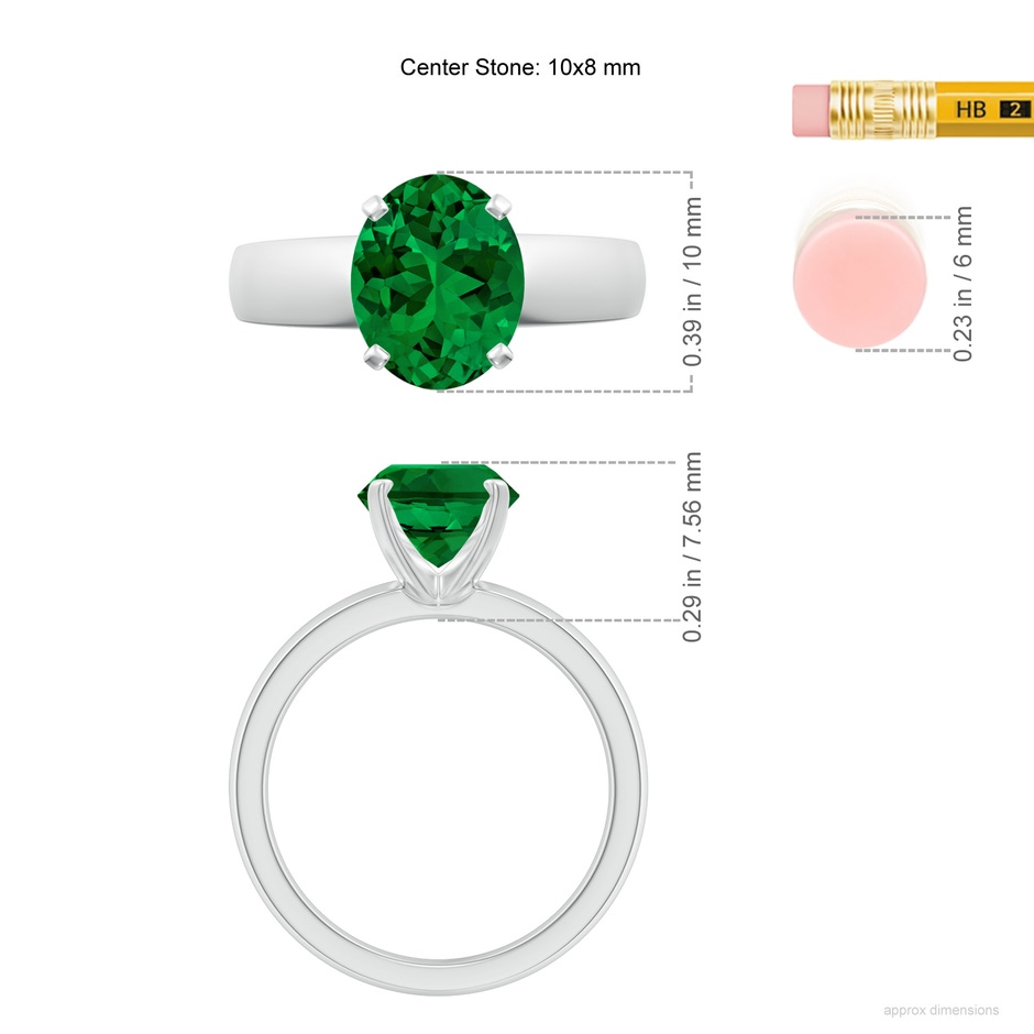 10x8mm Labgrown Lab-Grown Prong-Set Oval Emerald Solitaire Engagement Ring in P950 Platinum ruler
