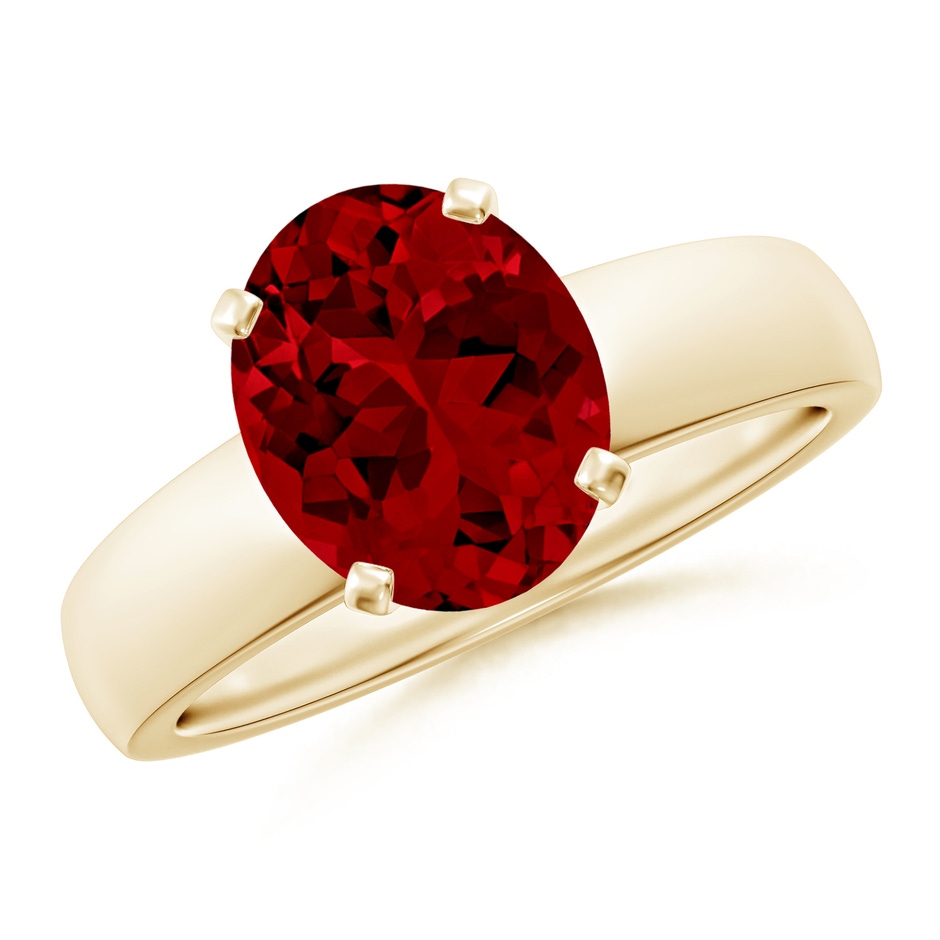 10x8mm Labgrown Lab-Grown Prong-Set Oval Ruby Solitaire Engagement Ring in 18K Yellow Gold 
