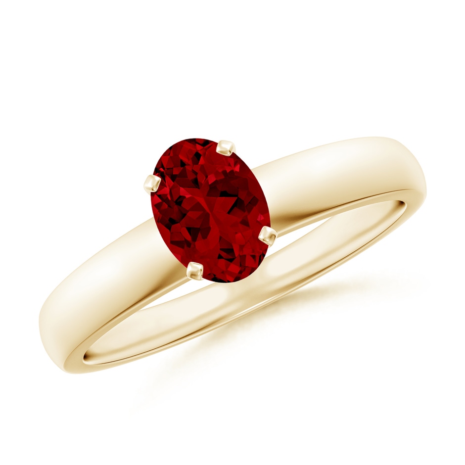 7x5mm Labgrown Lab-Grown Prong-Set Oval Ruby Solitaire Engagement Ring in Yellow Gold 