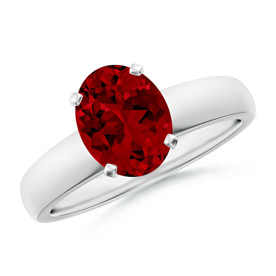 9x7mm Labgrown Lab-Grown Prong-Set Oval Ruby Solitaire Engagement Ring in White Gold 