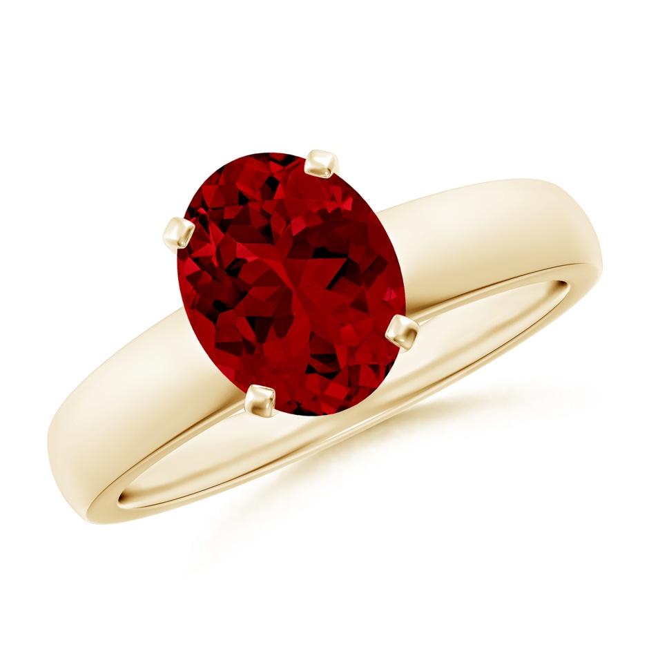 9x7mm Labgrown Lab-Grown Prong-Set Oval Ruby Solitaire Engagement Ring in Yellow Gold 