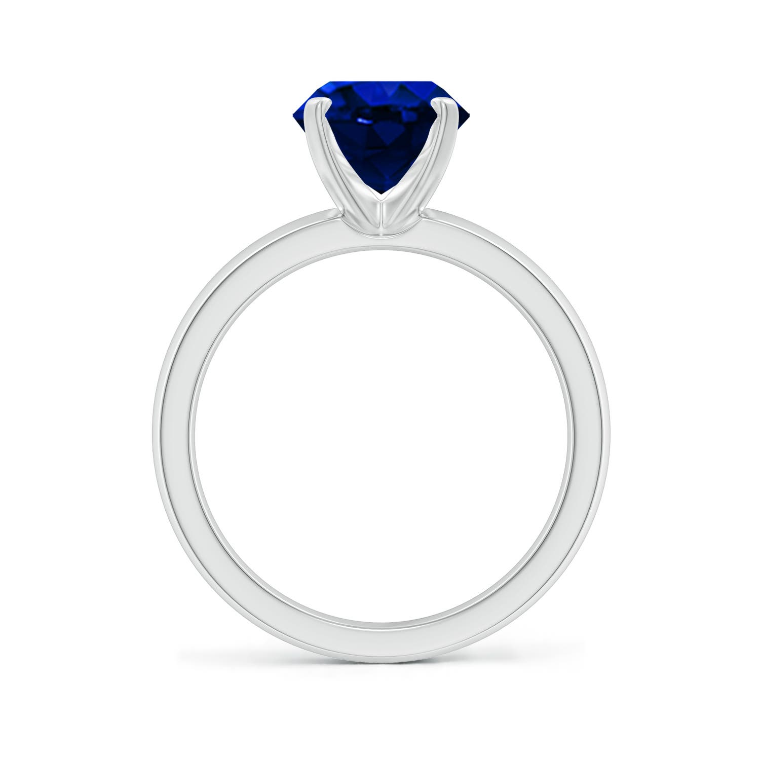 10x8mm Labgrown Lab-Grown Prong-Set Oval Blue Sapphire Solitaire Engagement Ring in 18K White Gold