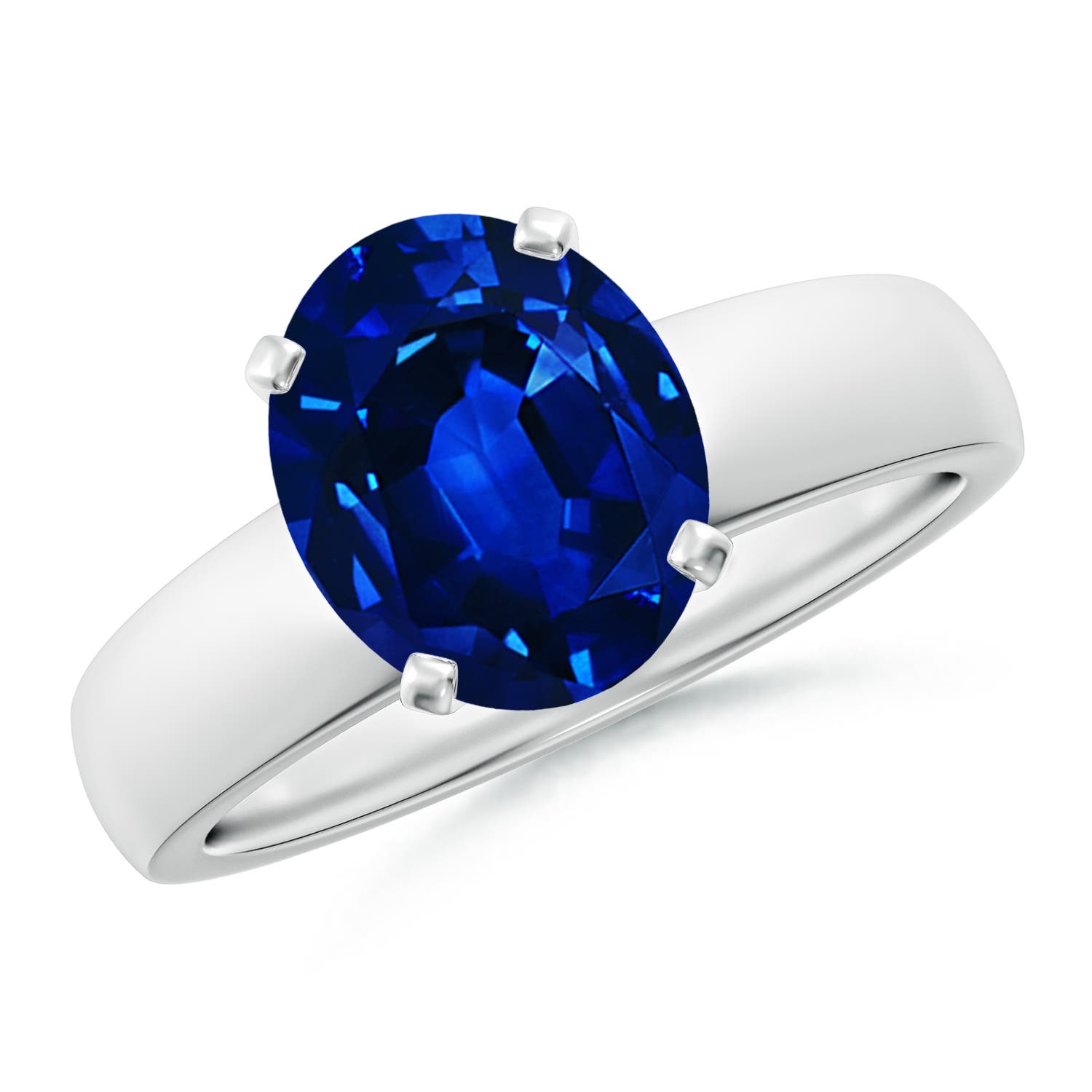 10x8mm Labgrown Lab-Grown Prong-Set Oval Blue Sapphire Solitaire Engagement Ring in P950 Platinum