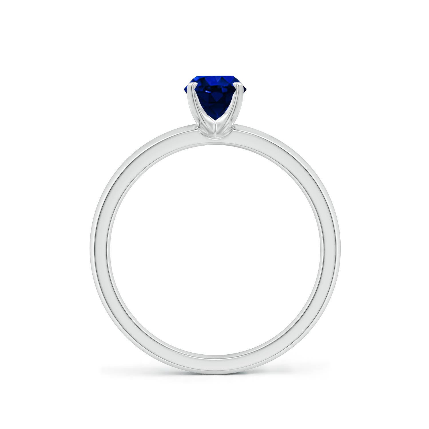 7x5mm Labgrown Lab-Grown Prong-Set Oval Blue Sapphire Solitaire Engagement Ring in 18K White Gold