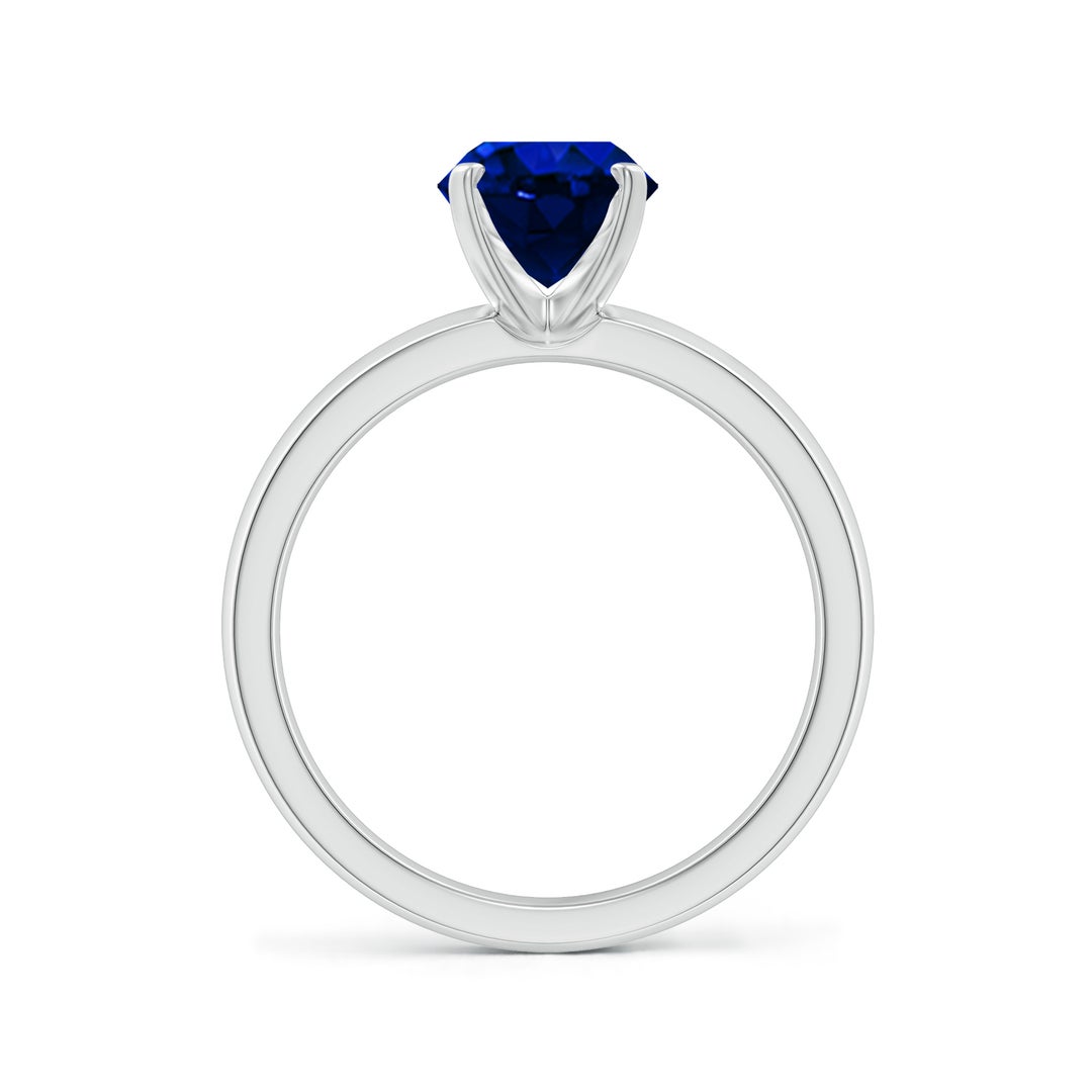 9x7mm Labgrown Lab-Grown Prong-Set Oval Blue Sapphire Solitaire Engagement Ring in P950 Platinum - side 3