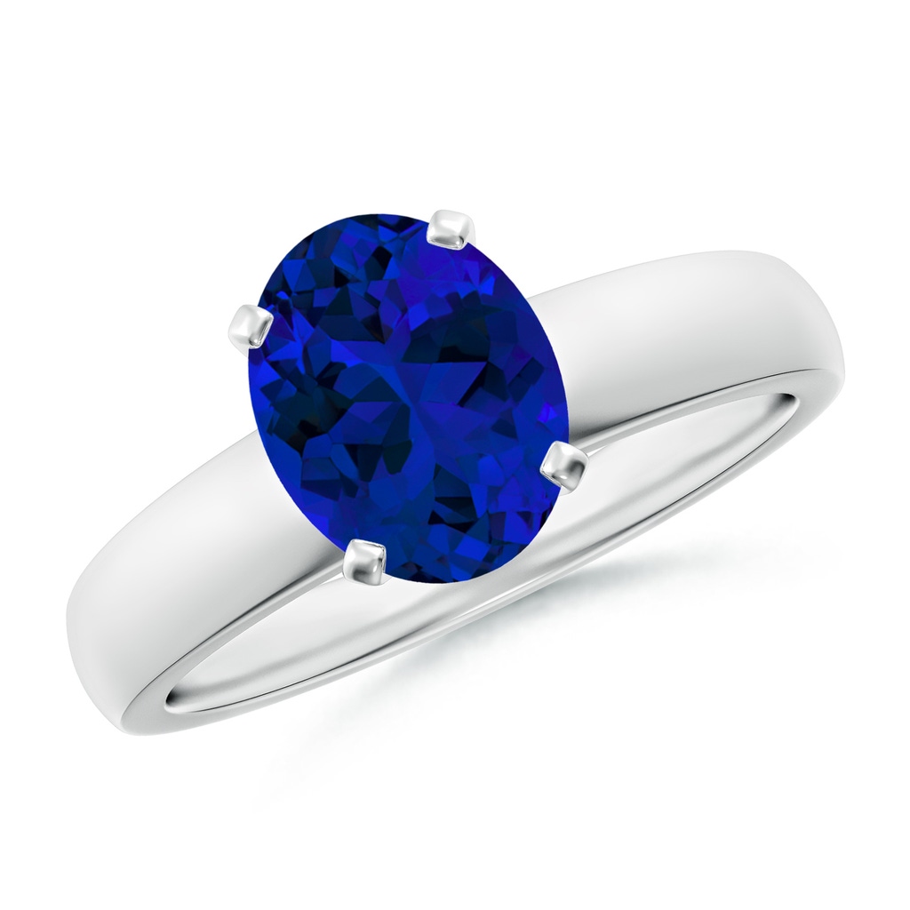 9x7mm Labgrown Lab-Grown Prong-Set Oval Blue Sapphire Solitaire Engagement Ring in White Gold