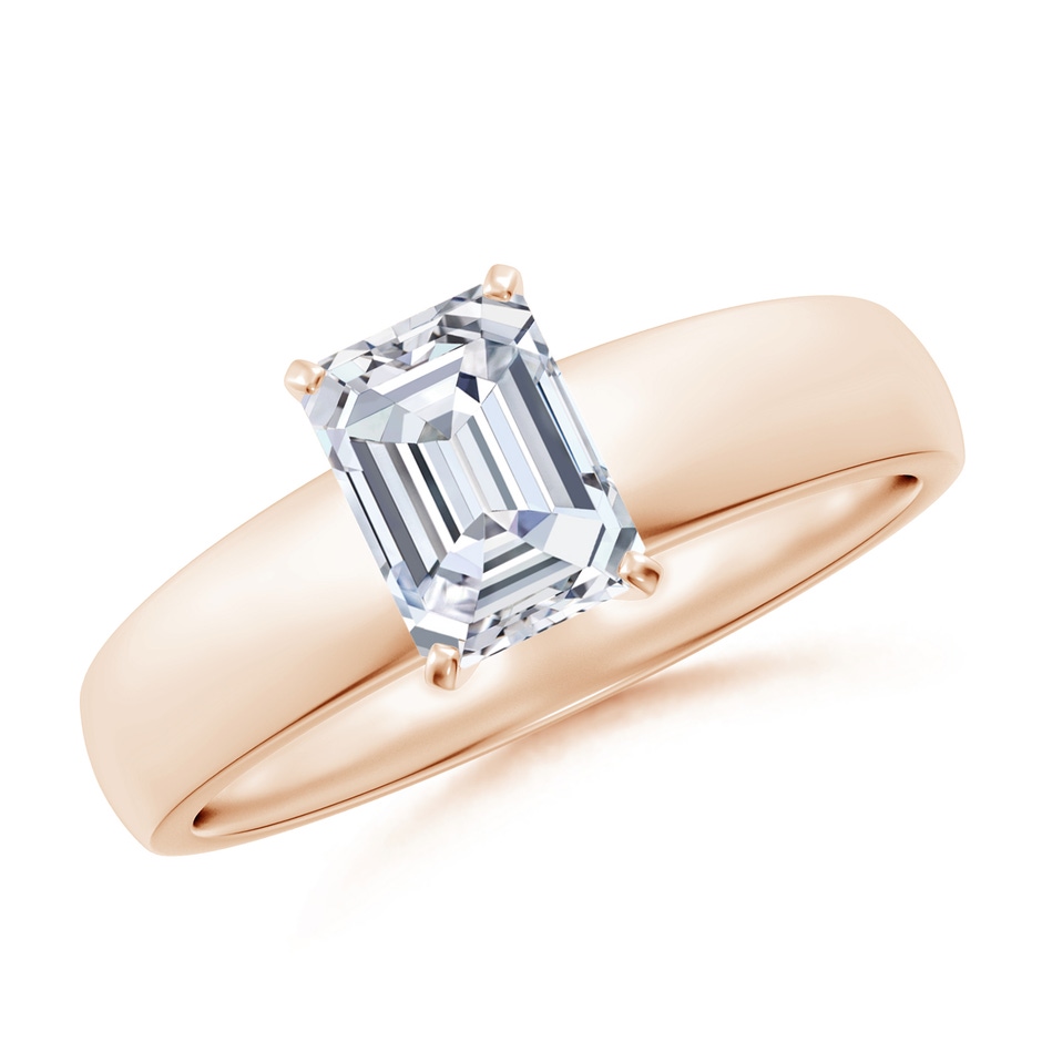 7x5mm FGVS Lab-Grown Prong-Set Emerald-Cut Diamond Solitaire Engagement Ring in Rose Gold 