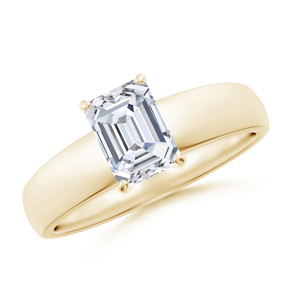 7x5mm FGVS Lab-Grown Prong-Set Emerald-Cut Diamond Solitaire Engagement Ring in Yellow Gold 