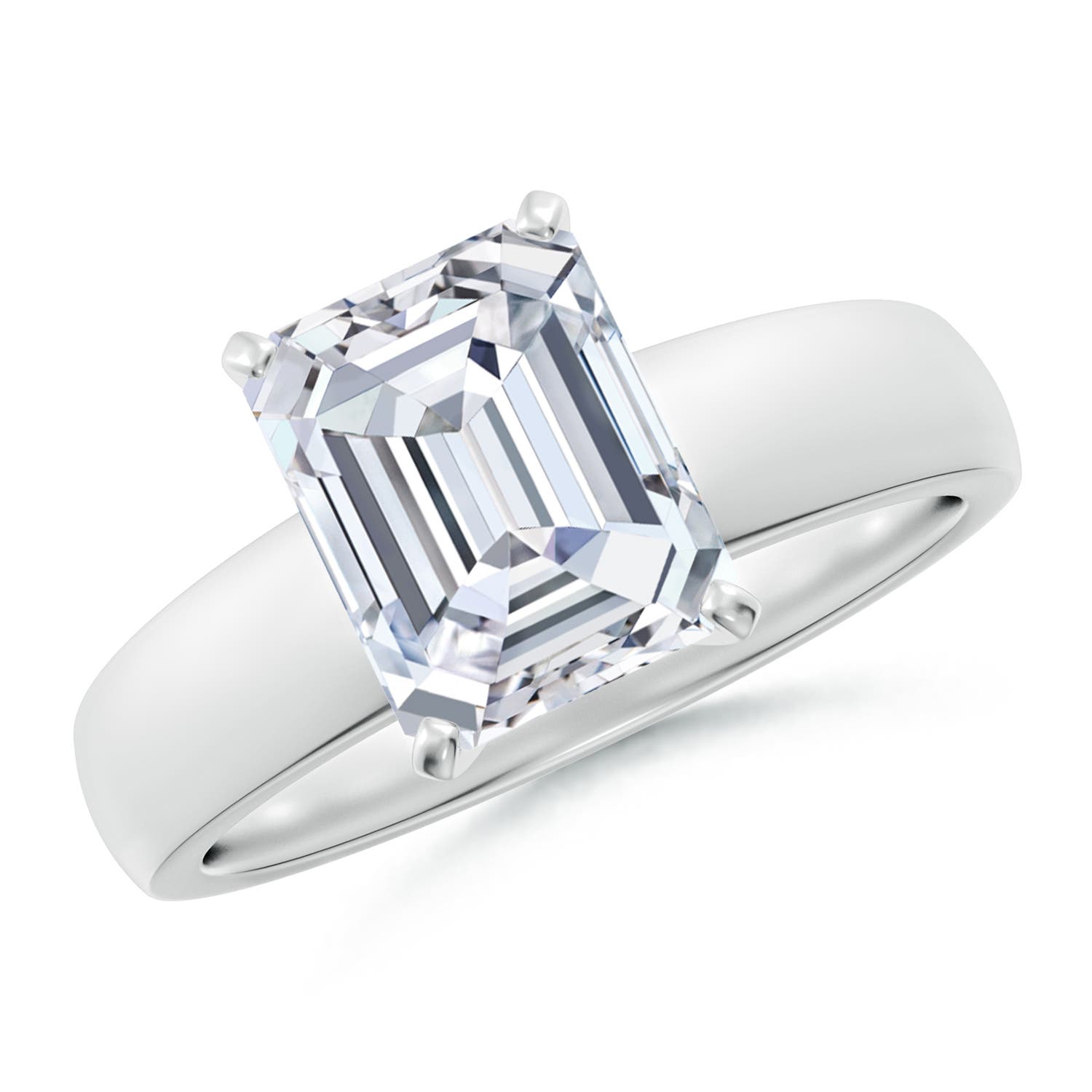 8.5x6.5mm FGVS Lab-Grown Prong-Set Emerald-Cut Diamond Solitaire Engagement Ring in P950 Platinum