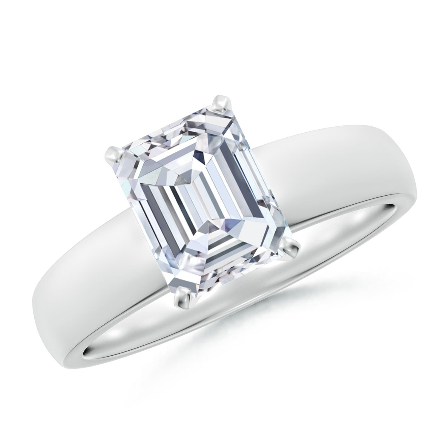 8x6mm FGVS Lab-Grown Prong-Set Emerald-Cut Diamond Solitaire Engagement Ring in P950 Platinum