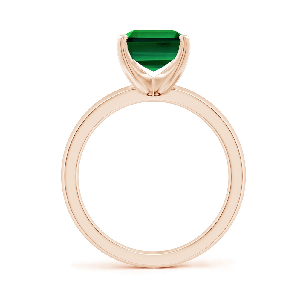 10x8mm Labgrown Lab-Grown Prong-Set Emerald-Cut Emerald Solitaire Engagement Ring in Rose Gold - side 199