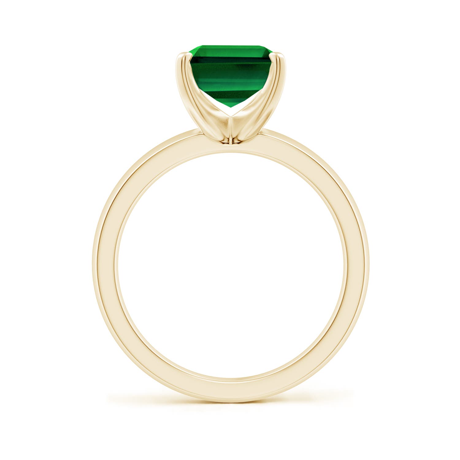 10x8mm Labgrown Lab-Grown Prong-Set Emerald-Cut Emerald Solitaire Engagement Ring in Yellow Gold