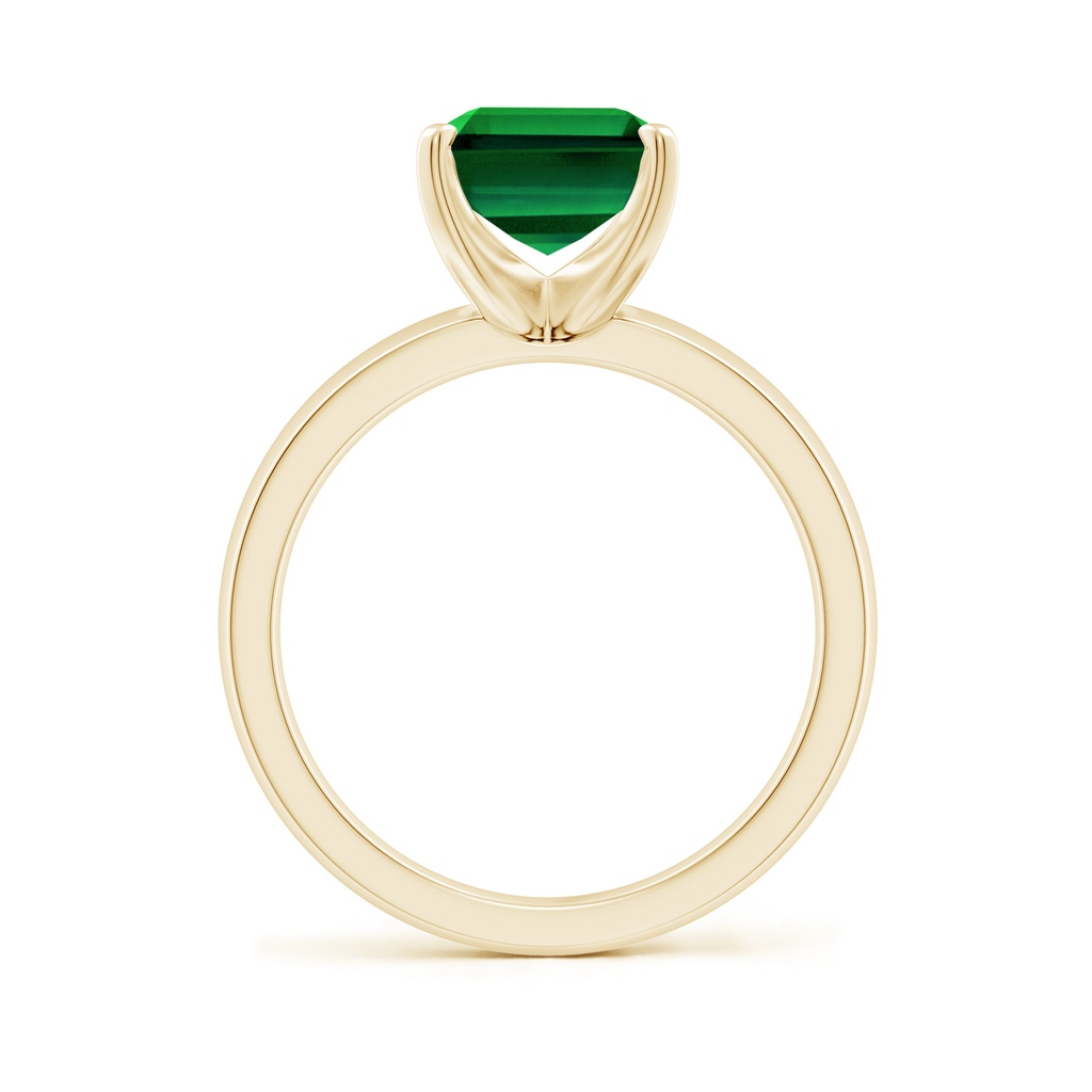 10x8mm Labgrown Lab-Grown Prong-Set Emerald-Cut Emerald Solitaire Engagement Ring in Yellow Gold - side 199