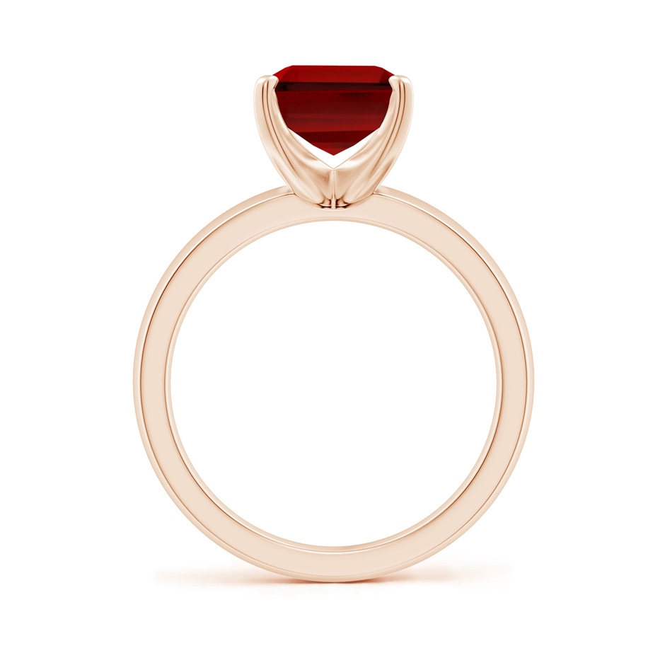 10x8mm Labgrown Lab-Grown Prong-Set Emerald-Cut Ruby Solitaire Engagement Ring in 18K Rose Gold side 199