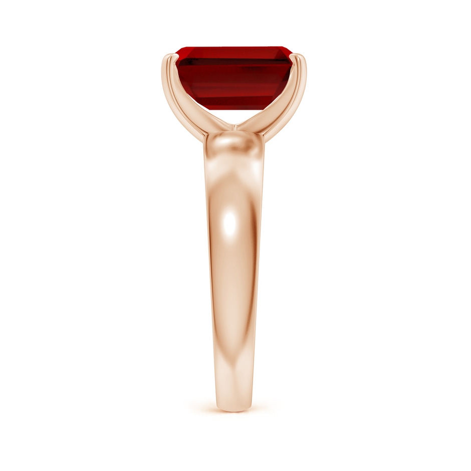 10x8mm Labgrown Lab-Grown Prong-Set Emerald-Cut Ruby Solitaire Engagement Ring in 18K Rose Gold side 299