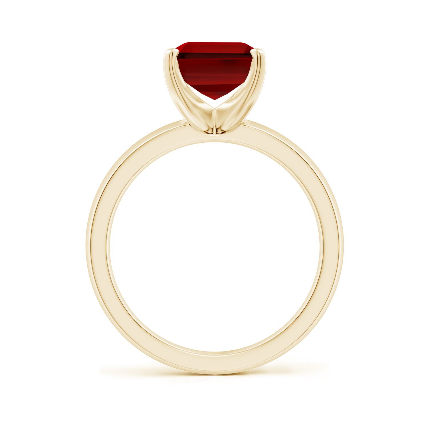 Lab-Grown Prong-Set Emerald-Cut Ruby Solitaire Engagement Ring